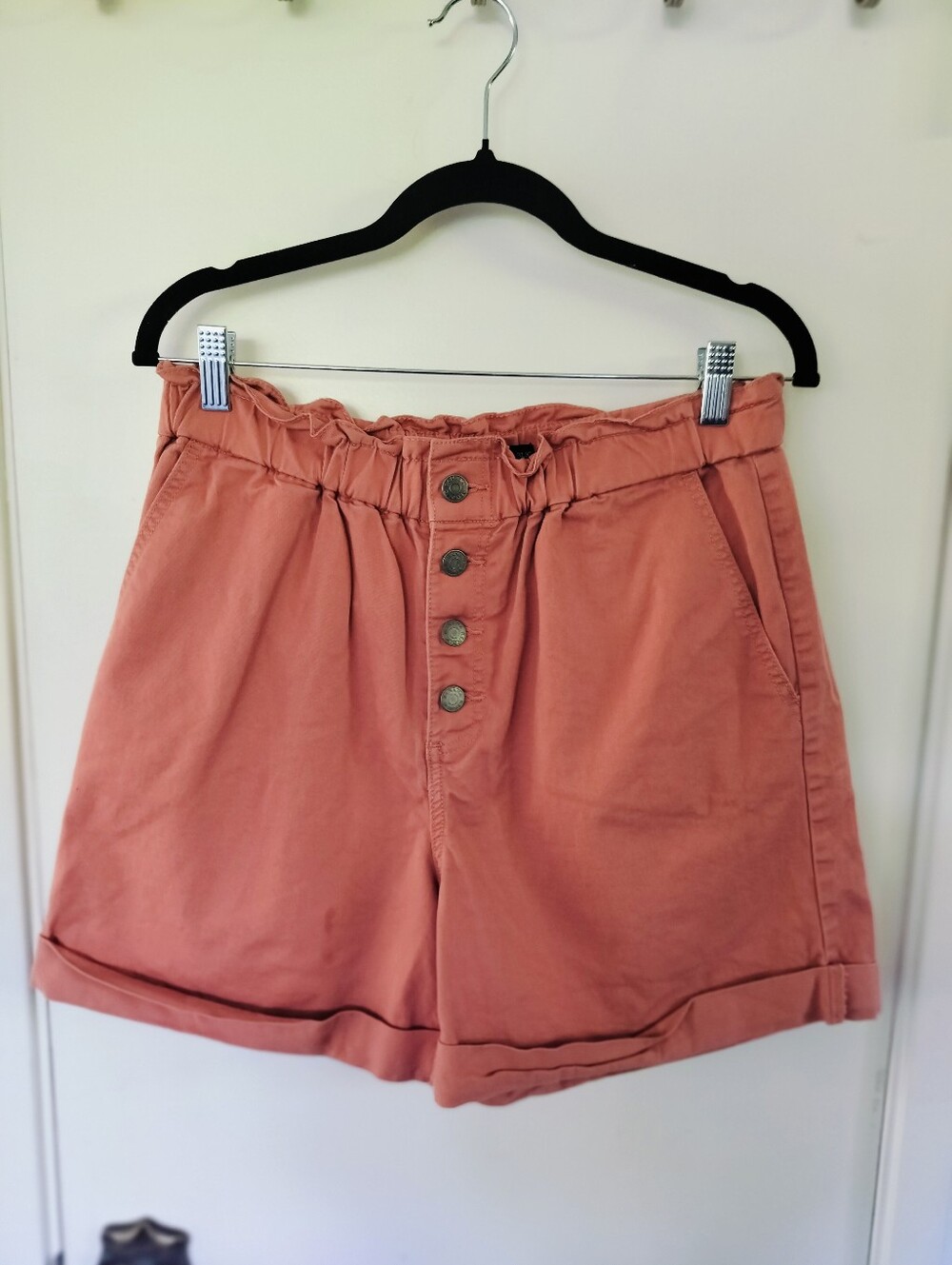 Banana Republic Paperbag High-Rise Button-Fly Shorts - Terracotta Pink, Size 10